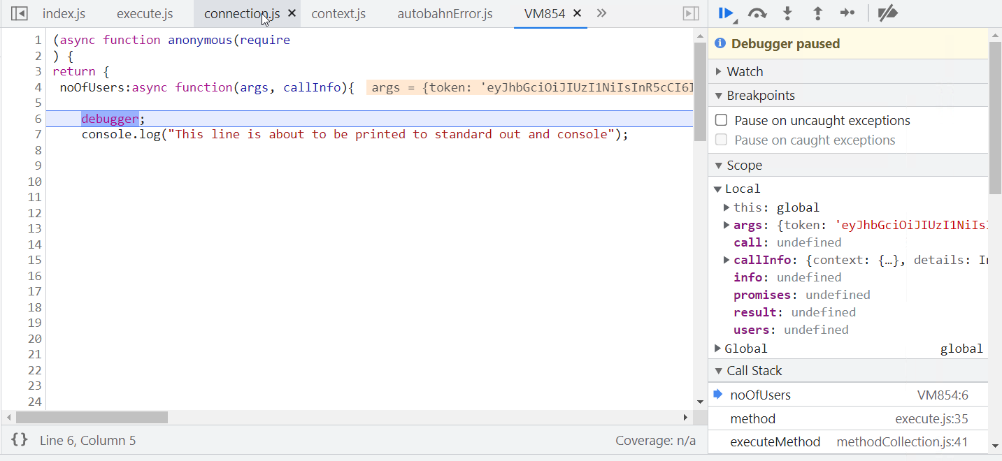 debugger window