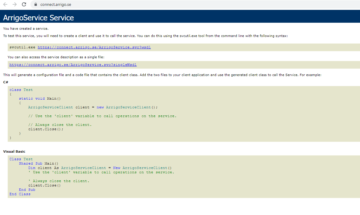 ArrigoService page